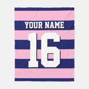 Cot Candy Rosa Navy Blue Team Jersey Preppy Rand Fleecefilt
