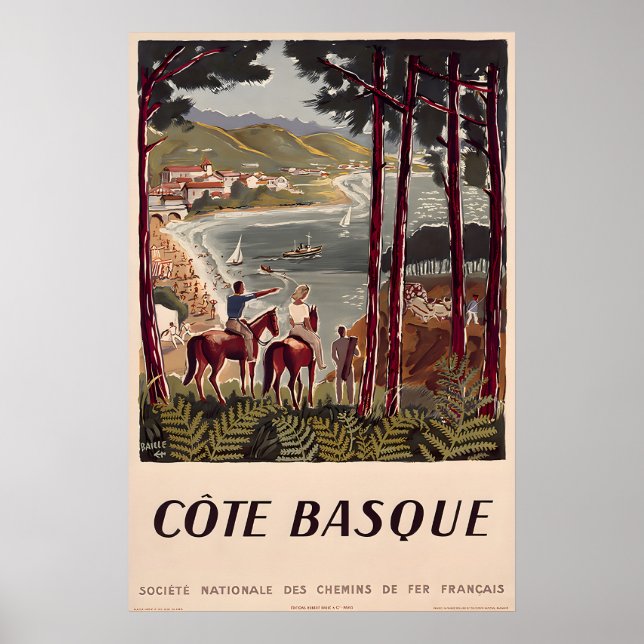 Côte Basque Vintage Resoreraffisch Poster (Framsidan)
