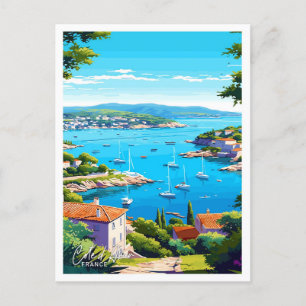 Cote d Azur Vintage resor Illustration Vykort