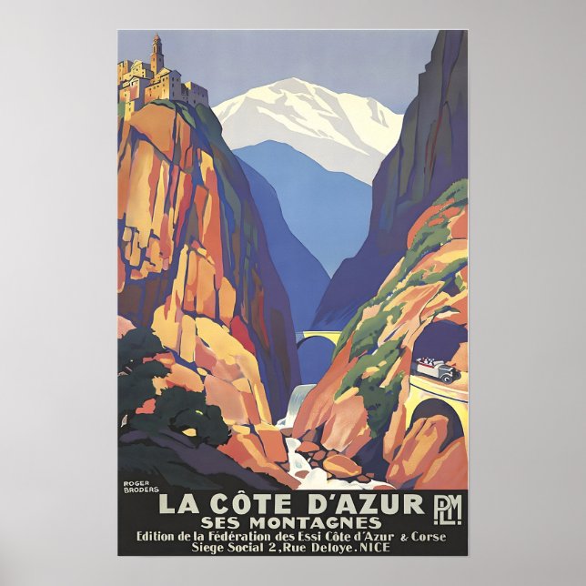 Côte d'Azur Art France Travel Poster French Rivier (Framsidan)