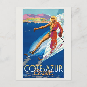 Côte d'Azur Corse Frankrike Vintage affisch 1930 Vykort