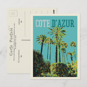 Cote d'Azur Frankrike, Medelhavet handflatan träd Vykort