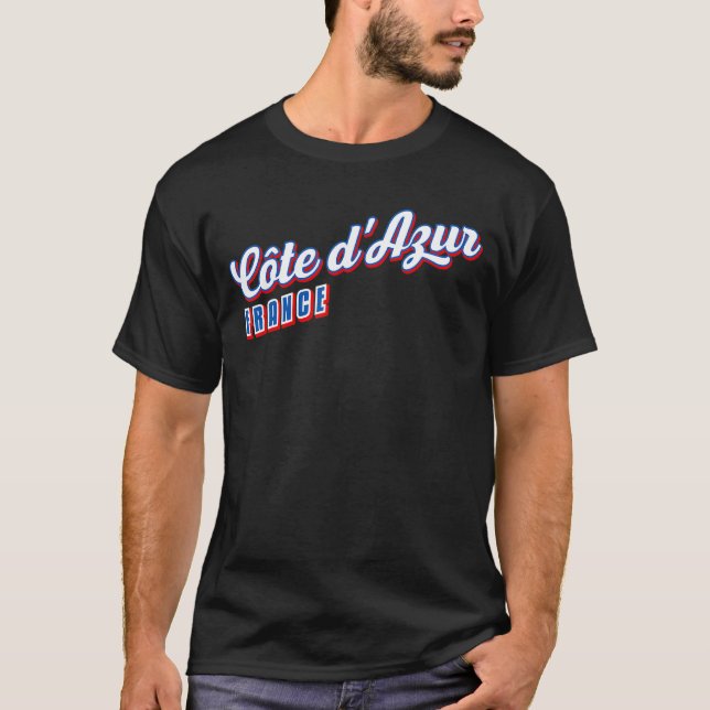 Côte d'Azur Frankrike T Shirt (Framsida)