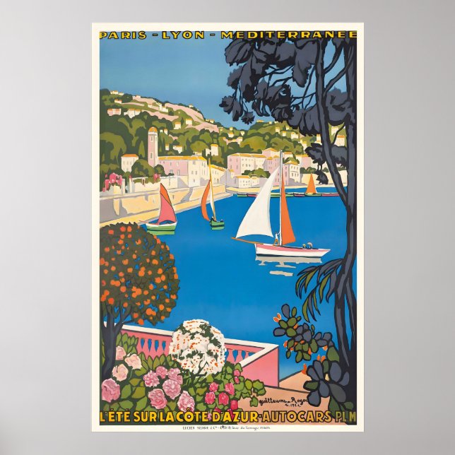 Côte D'Azur Frankrike Vintage Resa Poster Tryck (Framsidan)
