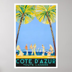 Cote D'Azur Frankrike vintage resor Poster