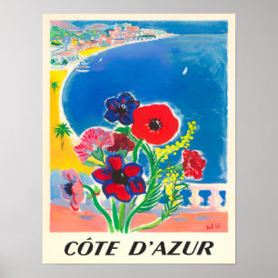 Cote D'Azur Frankrike vintage resor Poster