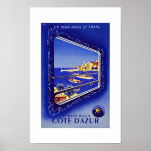 Cote D'azur Frankrike Vintage resor Poster