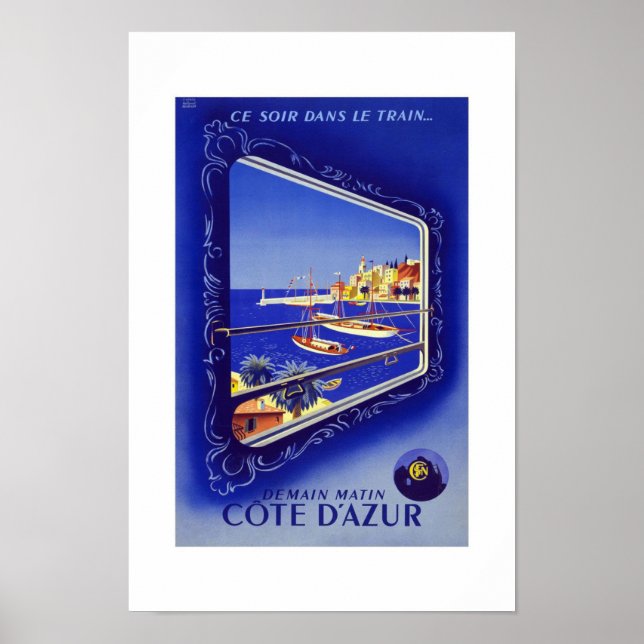 Cote D'azur Frankrike Vintage resor Poster (Framsidan)