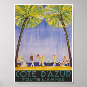 Cote d'Azur Frankrike Vintage resor Poster