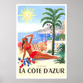 Cote D'Azur Frankrike vintage resor Poster