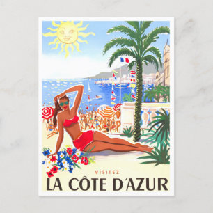 Cote D'Azur Frankrike vintage resor Vykort