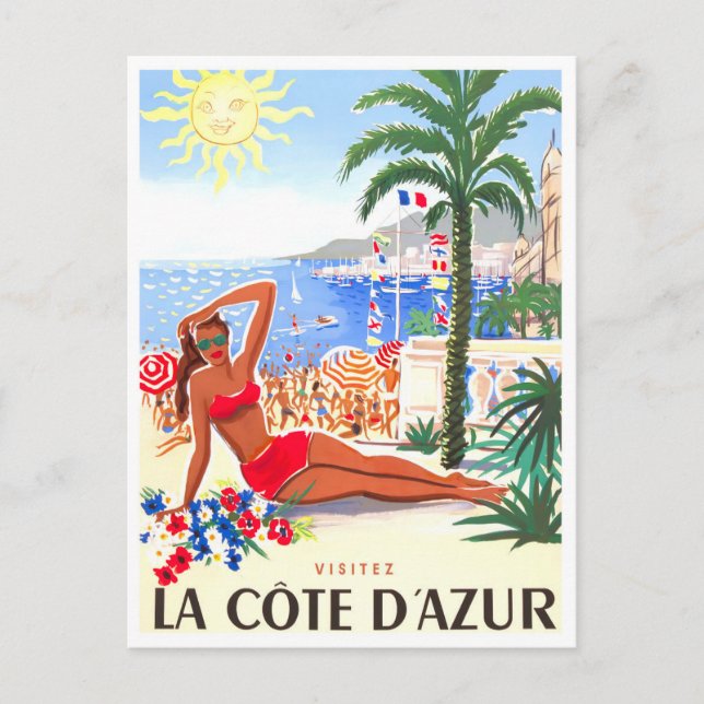 Cote D'Azur Frankrike vintage resor Vykort (Framsida)