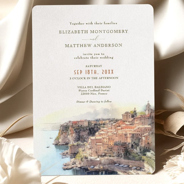 Cote d'Azur Fransk Coastal Destination Wedding Inbjudningar (Skapare uppladdad)