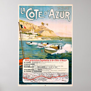 Cote D'Azur, Fransk riviera, båt tävling, Frankrik Poster
