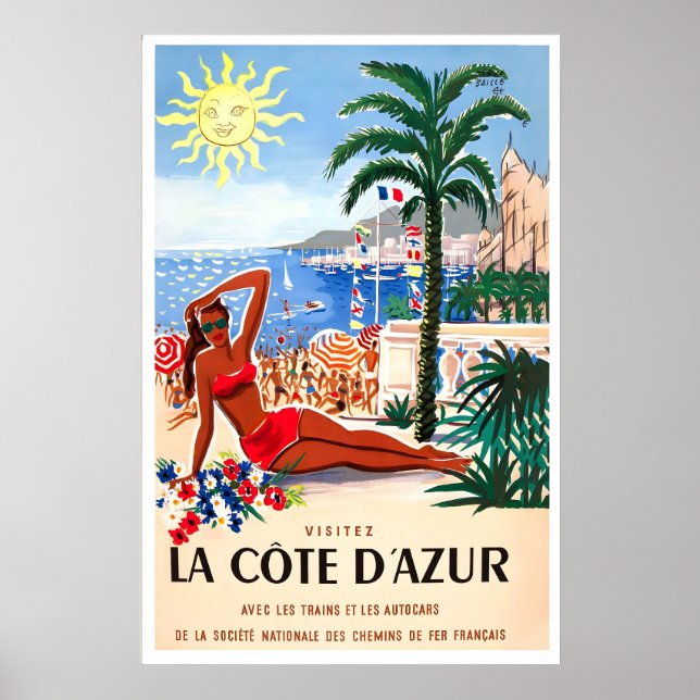 Côte D'Azur Franska Rivieran Frankrike Nice Solske Poster (Framsidan)