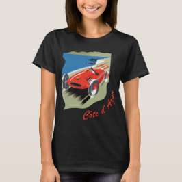 Côte d'Azur Franska Rivieran Röd Bil Resa T Shirt