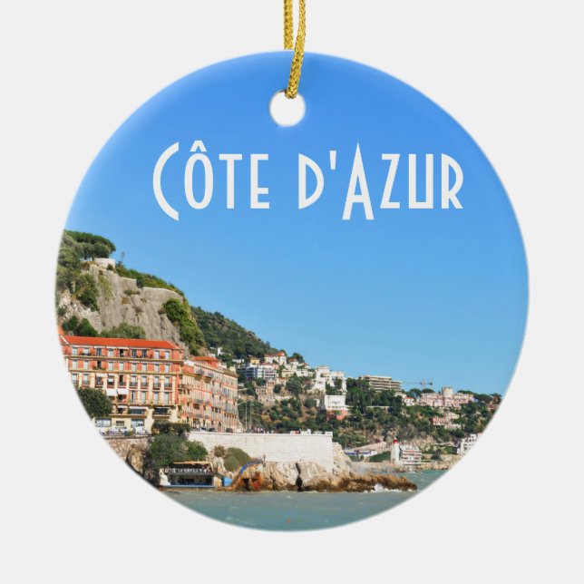 Côte d'Azur i Nice, frankrike Julgransprydnad Keramik (Framsidan)