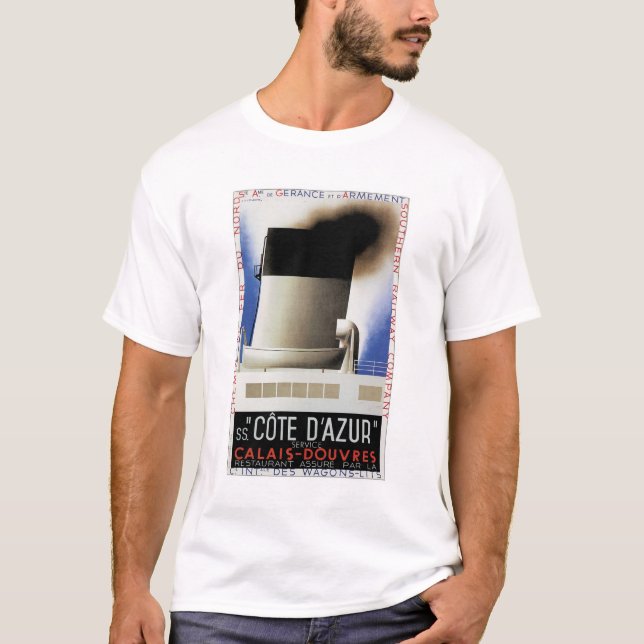 Cote d'Azur kanaliserar färjaaffischT-tröja Tee Shirt (Framsida)