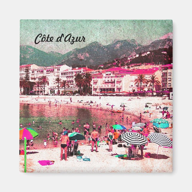 Côte d'Azur, retro-strandmagnet Magnet (Framsidan)