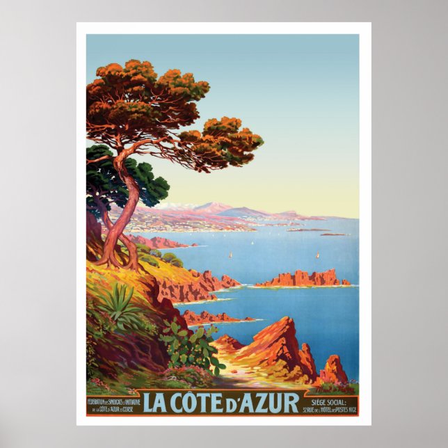 Côte d'Azur, utsikt över den franska kusten Poster (Framsidan)