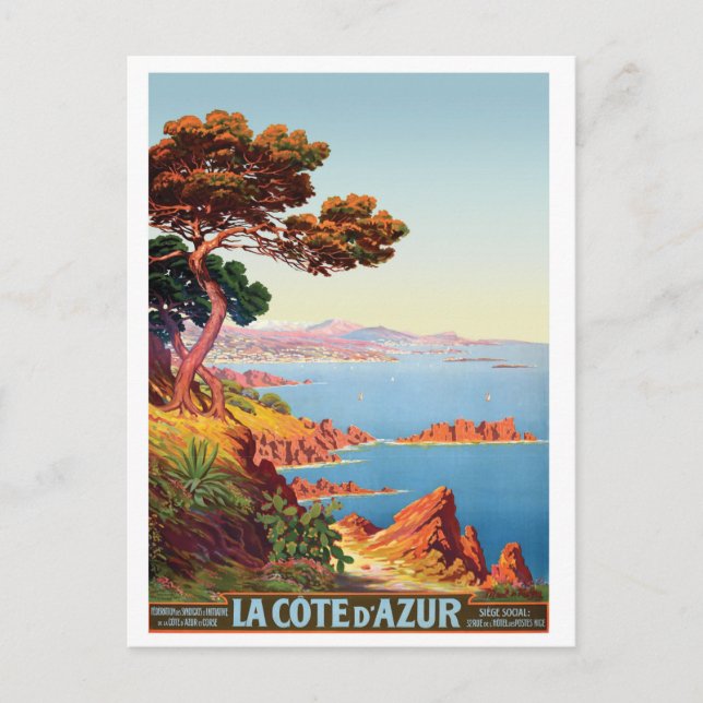 Côte d'Azur, utsikt över den franska kusten Vykort (Framsida)
