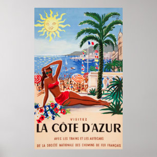 Cote D'Azur Vintage Fransk Travel Poster
