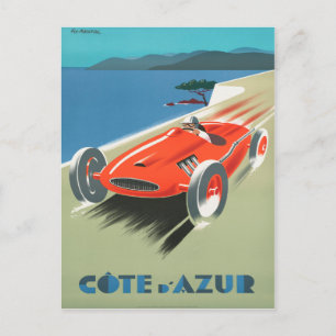 Cote d'Azur Vintage Fransk Travel Poster Vykort