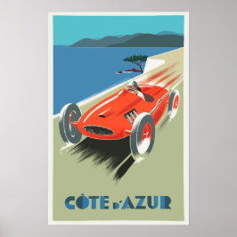 Cote D'azure Frankrike Vitage Poster