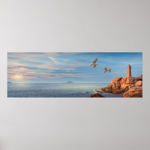 Côte de granite ro en Bretagne, Frankrike Poster
