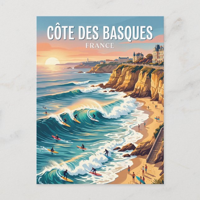 Côte des Basques-stranden Frankrike Vykort (Framsida)