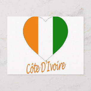 Cote D'Ivoire Flagga Hjärta Vykort