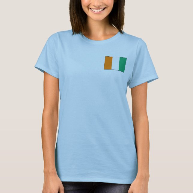 Cote d'Ivoire Flagga + Karttröja T Shirt (Framsida)