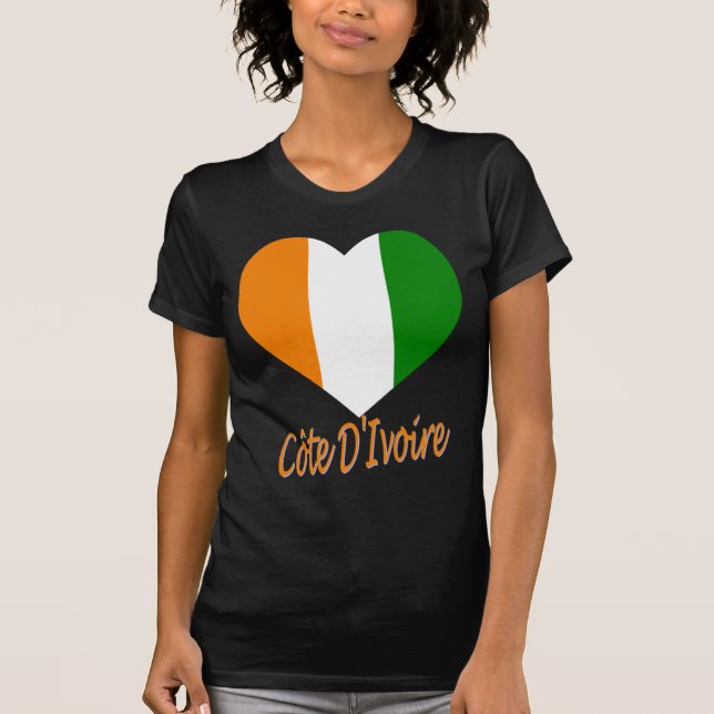 Cote D'Ivoire flaggahjärta Tee (Framsida)
