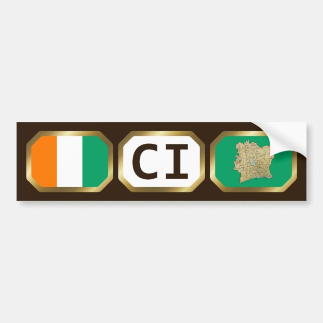 Cote d'Ivoire Karta Code Bumper Sticker Bildekal (Framsidan)