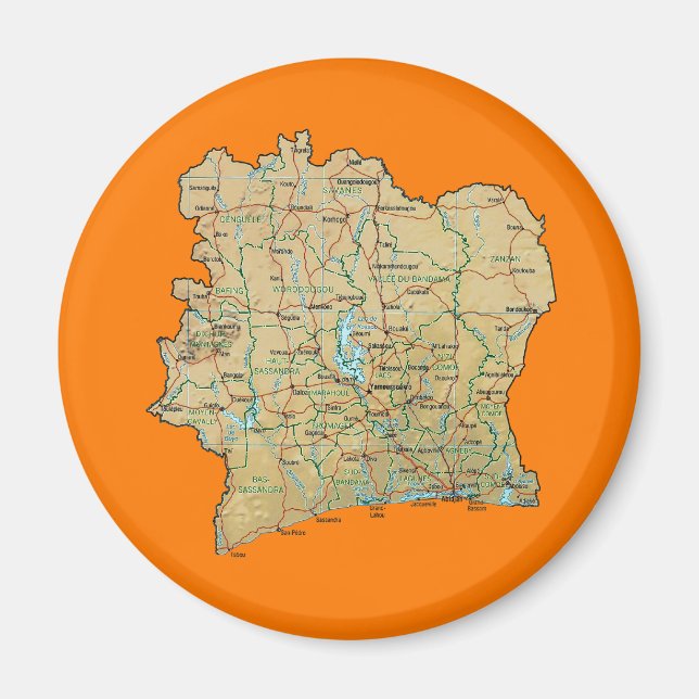 Cote d'Ivoire Kartmagnet Magnet (Framsidan)
