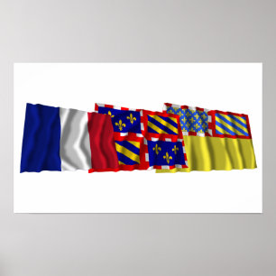 Côte-d'Or, Bourgogne & Frankrike flaggor Poster
