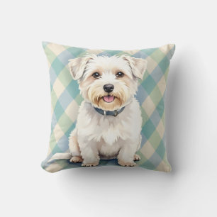 Coton de Tulear Akvarell Tygmönster Konst Kudde