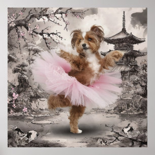 Coton de Tuléar Ballerina i det kinesiska Temple B Poster