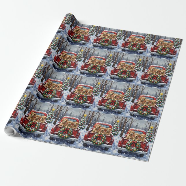 Coton de Tulear Christmas Red Truck Holiday Presentpapper (Utrullad)