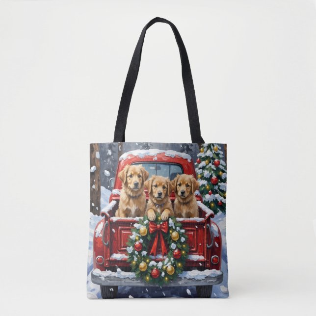 Coton de Tulear Christmas Red Truck Holiday Tygkasse (Framsida)