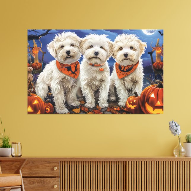 Coton De Tulear Halloween Kuslig Canvastryck (Insitu (Vardagsrum))