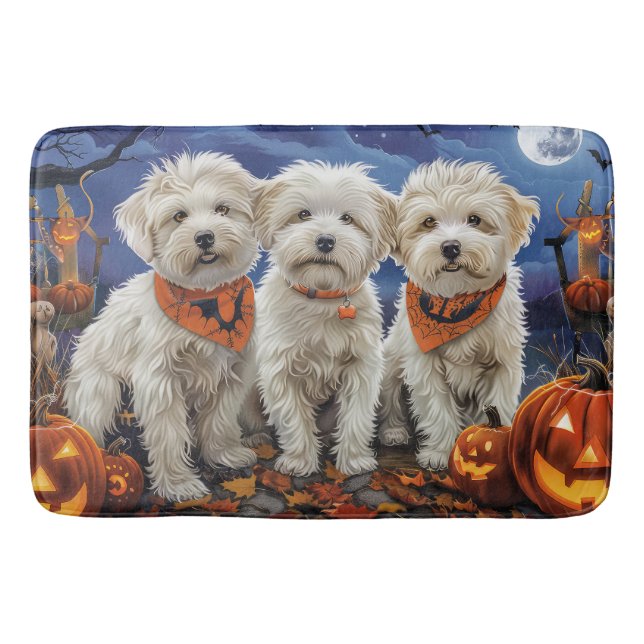 Coton De Tulear Halloween Spooky Badrumsmatta (Framsidan)