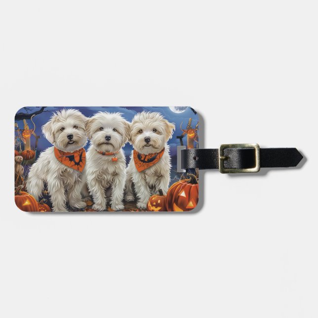 Coton De Tulear Halloween Spooky Bagagebricka (Horisontell Framsida)