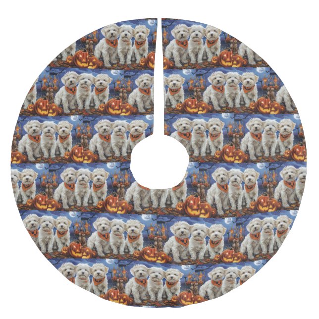 Coton De Tulear Halloween Spooky Julgransmatta Borstad Polyester (Framsidan)