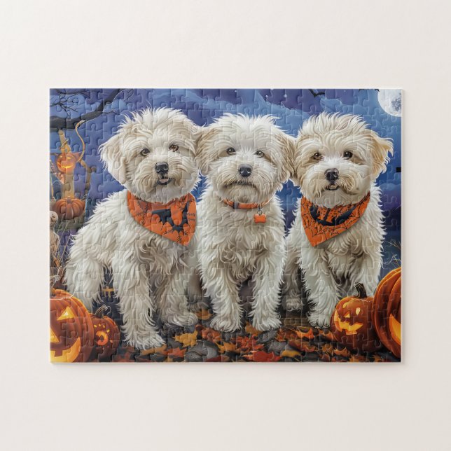 Coton De Tulear Halloween Spooky Pussel (Horisontell)