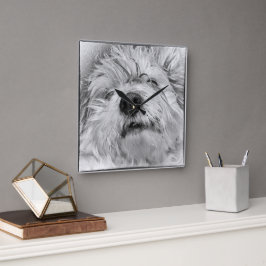 Coton de Tulear hund Fyrkantig Klocka