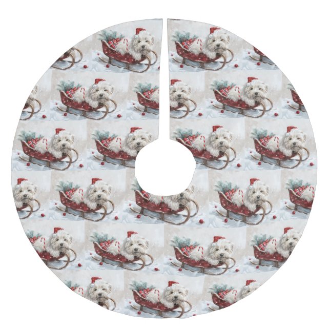 Coton De Tulear Hund Jul Festlig Julgransmatta Borstad Polyester (Framsidan)