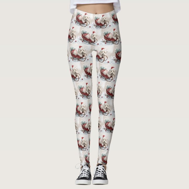 Coton De Tulear Hund julafton Leggings (Framsida)
