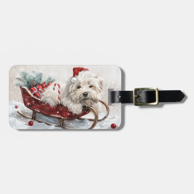 Coton De Tulear Hund Julfirande Bagagebricka (Horisontell Framsida)