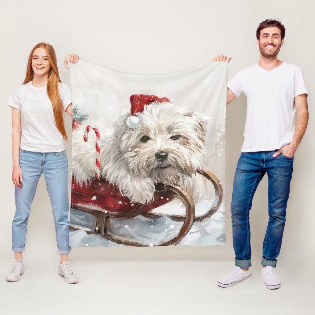 Coton De Tulear Hund Julfirande Fleecefilt (På plats)